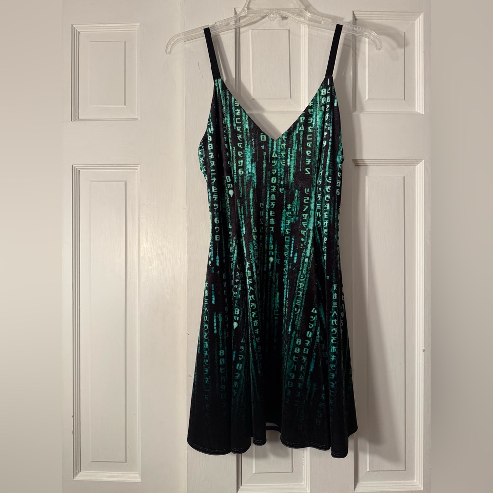 BlackMilk Matrix Code Velvet Mini Strappy Dress, NWT